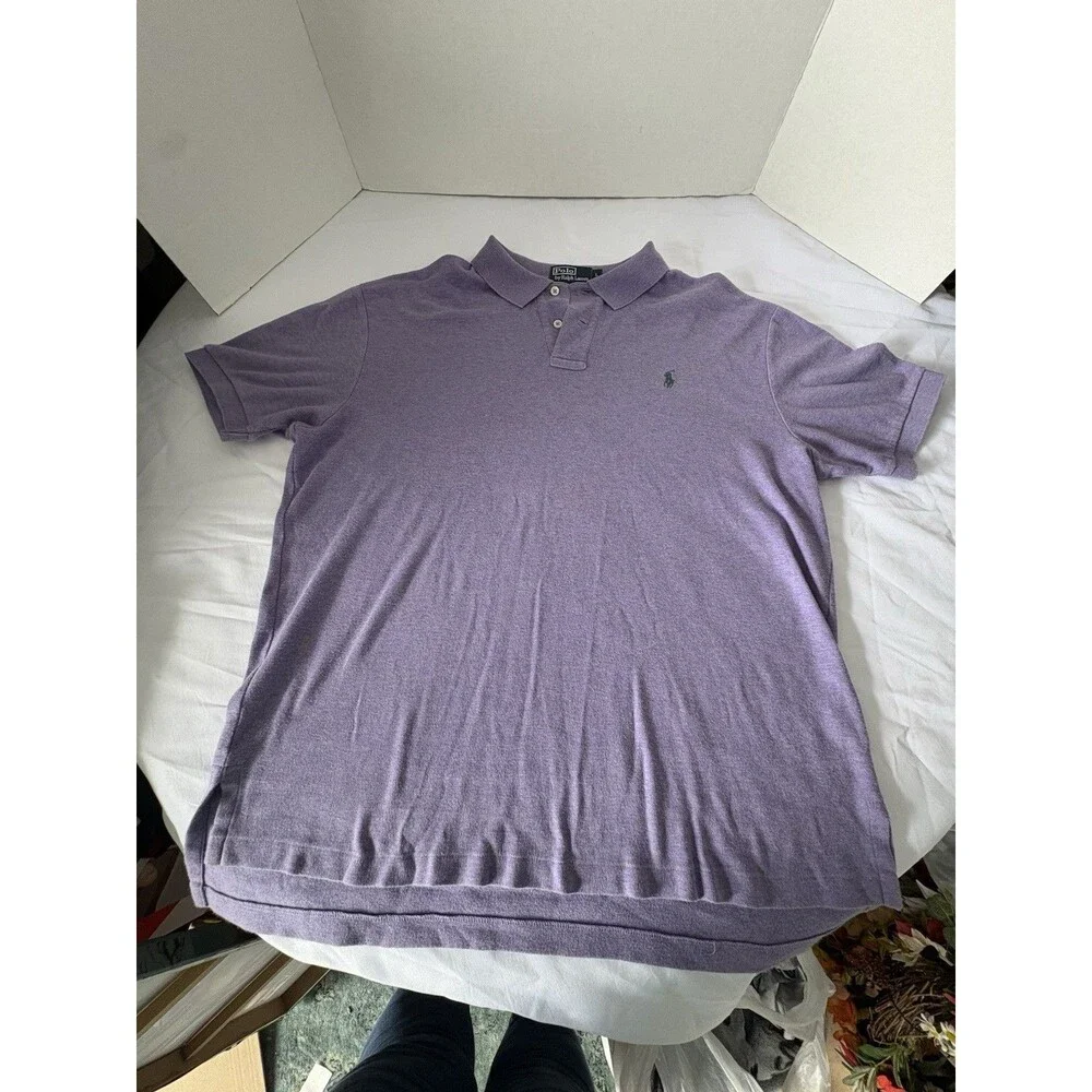 Vintage Polo Ralph Lauren Men's Polo Shirt PURPLE Short Sleeve Pony LARGE